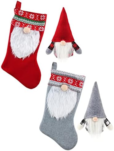 Šarmirani zmajevi Gnome čarape sa 2 odgovarajućeg Gnome ukrasa - Božićne čarape Poklon set - 4 komada set