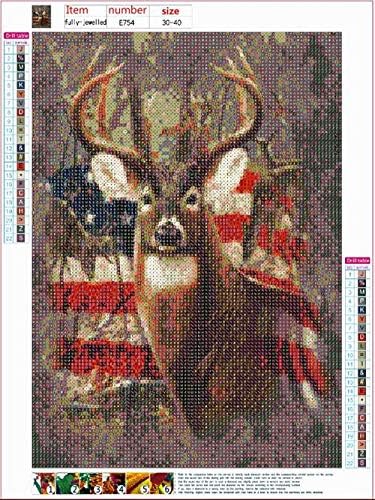 INWIKE DIY 5D Američki jelen Dijamantno slikanje po broju kompleta za odrasle, pune bušilice američke dijamantne vezenje slike Slike umjetnosti zanat za kućni zidni dekor, 12x12 inča