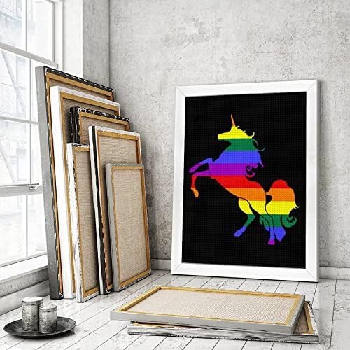 Gay Pride LGBT jednorog Dijamantni slikarski kompleti Kvadrat pune bušilice crtanje slika Zidna umjetnost za kućni uredski ukras sa okvirom