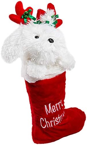 HollyHome božićne čarape animirane štene plišane čarape sa muzikom i lepršavim ušima Viseći Xmas Decoration Kids Poklon čarape Ornament