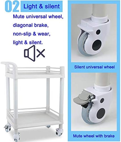 KAIKEA lagani i snažni radni alat za kućnu košaricu 3-Tier Beauty Rolling Trolley Movable Mute Universal Wheel Hair Styling SPA Tattoo