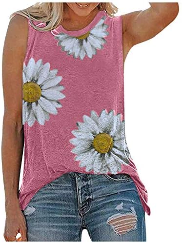 Ležerni cvjetni tiskani rezervoar za žene plus veličine labave fit rukave s rukavima ljetni trendy crewneck bluza
