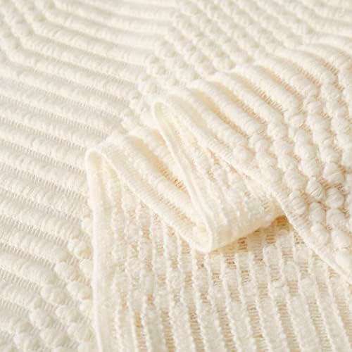Homxjf Off White Pleted bacajte pokrivače za kauč, spavaću sobu i offoroom, teksturiranu otpornost na blijedi meka i tople ukrasne