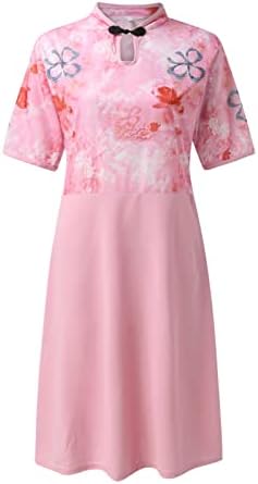 Kulywon žene duge haljine ljetno casual maxi haljina kratkih rukava cvjetna print casual haljina tanka visoka struka