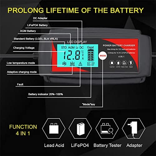 Andeman 6-Amp automobilski Smart Battery Charger, 13.8 V 6A / 14.4 V 4.5 a prijenosni Tender baterija Car punjač za baterije, održavanje