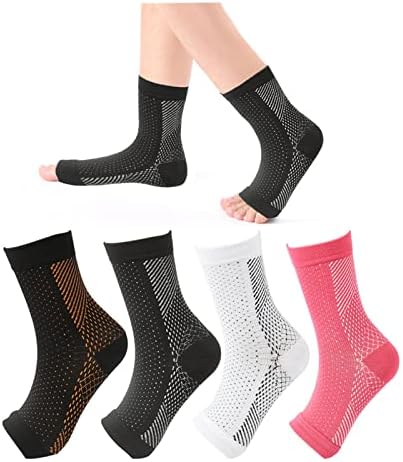 Ikneonei 4pairs Compex rukavi za gležnjeve, neuropatija Bol ublažavajuća čarape za noge, žene umiruju čarape Plantarne fasciitis Čarape