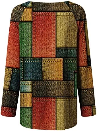 Trebinski majice za žene za žene, ženska modna casual nepravilna patchwork boja Ispis labavi srednji dugi dugi rukav