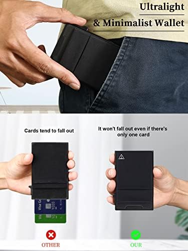 TOYFID Pop up novčanik kreditne kartice za muškarce - metalni tanak minimalistički držač kartica sa džepom za novac - RFID blokada&Ultralaki