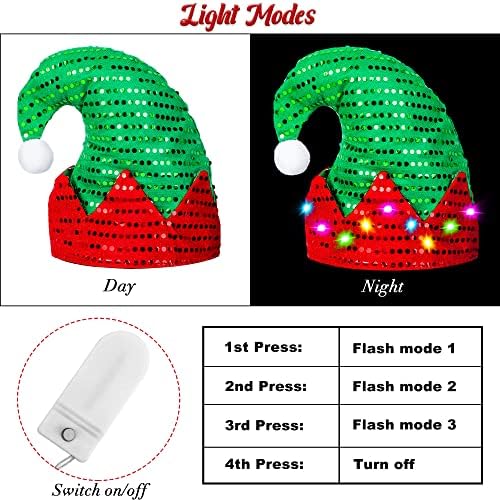 Hiwooii 3 Paket Božić kape Santa kape sa LED svjetla Funny Božić kape Božić potrepštine za odrasle