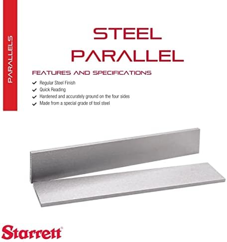 Starrett Steel paralelno sa običnom čeličnom završnom obradom, brzo očitavanje za izgled i inspekcijske radove - Čelik za alat specijalnog kvaliteta, 6 dužina, 1/8 debljina, 1 širina-384A