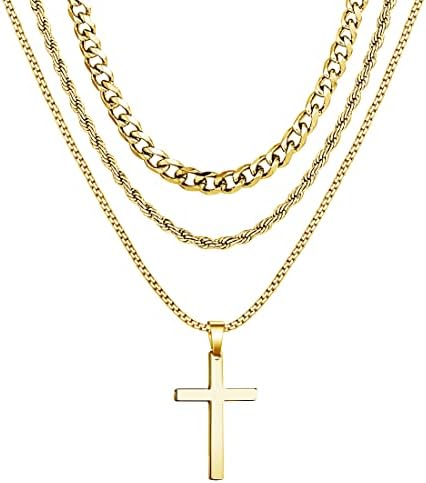 Lanci lančića za muškarce Zlatni Crni srebrni lanci Kubanski Twist Rhinestone Cross ogrlice lanci lanci od nehrđajućeg čelika Chunky