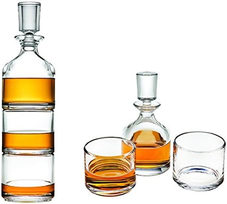 Godinger Slaganje dekantera za viski i čaša za viski 3 Kom set, za alkohol Scotch burbon ili vino