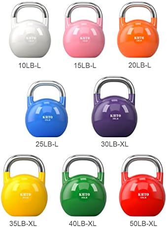 Khto Kettle Bells-takmičarski Kettlebell 50 LB-Kettlebell profesionalne klase za fitnes, dizanje tegova, osnovni trening – izdržljiv i snažan dizajn – 10-50 LB kolekcija u boji