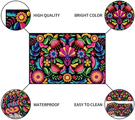 Posteljina meksički placemat Set od 4 Cinco de Mayo Place Mats Mexican Fiesta stolni prostirke Fiesta ukrasi i pribor za kućnu kuhinju stol-12 × 18 ''