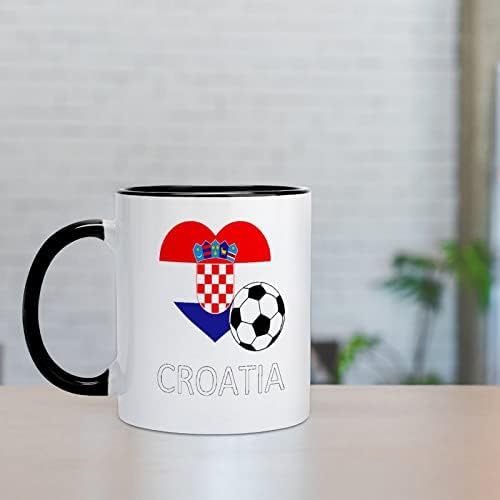 Ljubav Hrvatska Soccer Football keramička krila Creative Crna Unutarnja šalica za kavu Izdržljive ručke Jedinstveni pokloni