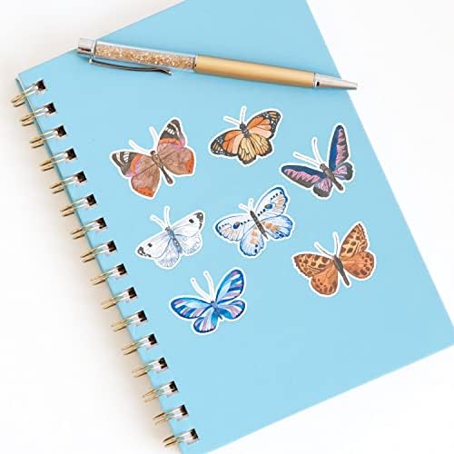 Vodene boje leptir naljepnice 50 listova Prirodni insekti Butterfly Vodootporni vinilni naljepnici za dnevnik laptop scrapbook Album