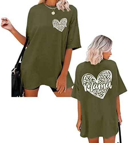 Slatke predimenzionirane majice za žene, vintage uzorak Ispis kratkih rukava posada vrata labavi montirani vrhovi slatkim ženskim