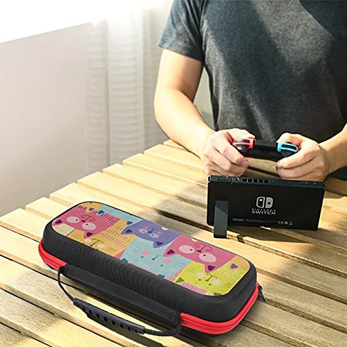 Torbica za nošenje za Nintendo Switch Case slatka šarena mačka otporna na udarce, zaštitni poklopac tvrde ljuske sa 20 slotova za kartice za igre, unutrašnji džep za Joy-Con & amp; dodatna oprema
