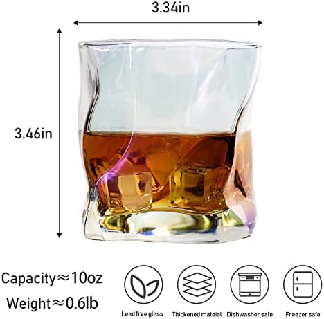 StarLuckINT Whisky naočare 10 oz boja staromodne naočare ručno puhane Scotch naočare bez olova set od 4, za Scotch burbon Rum alkohol
