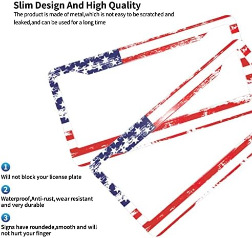 Američki okvir za zastavu - 2 paket Američki zastava Auto oprema za automobile Aluminijska metalna licenčna ploča za sve modele automobila sa vijcima kapicama