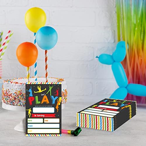 UTAQER 4 X6 pozivnice za rođendan sa kovertama od 20, igrališta za skakanje za rođendanu za rođendane za dječake, djevojke, djecu ili tinejdžere sretan rođendan Poziv / Shengri-A018