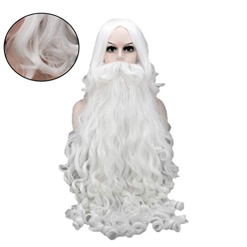Happyyami Santa dodaci Santa dodaci 1 set Santa Wig Santa Claus White Vivid Beard Headdress Cosplay Prop za performanse Božić Santa Clause Outfit Santa klauzula odijelo