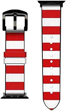 CA0285 Crvena i bijela prugasta kožna i silikonska pametna traka za satove za Apple Watch iWatch veličine 38mm / 40mm / 41mm
