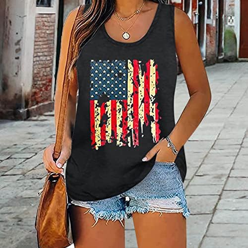 4. jula Torbe za košulje za žene bez rukava za majice bez rukava na vrhu američke zastave zvijezde prugasti patriotski tunički tenk Najbolji atletski ležerni zato što su ljetni vrhovi