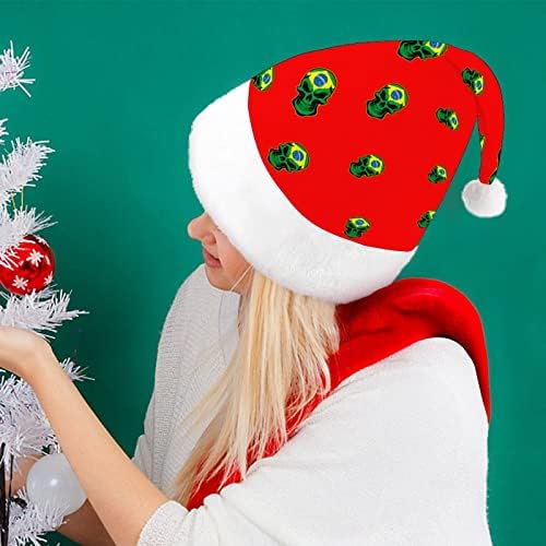Brazilska Zastava Lobanja smiješna Božićna kapa šeširi Santa Claus kratki plišani s bijelim manžetama za Božićne potrepštine za prazničnu zabavu