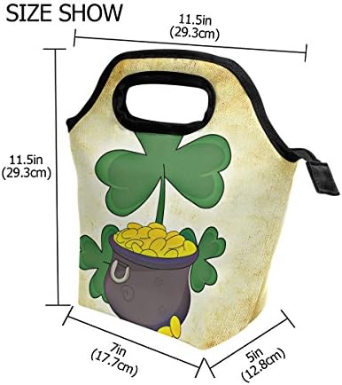 HEOEH Irski St. Patrick-ov dan djetelina torba za ručak Cooler tote torba izolirani Patentni zatvarač kutije za ručak torba za vanjsku školsku kancelariju