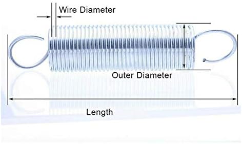 Metalna zamena za napetost 5pcs 1,4 mm Prečnik Svijetle pocinčano produženo opružnu oprugu s otvorenim kukom, vanjski promjer 11-16mm, dužina 30-100 mm