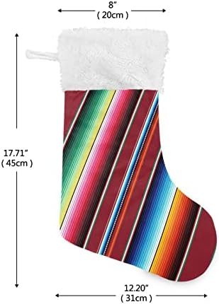 Kigai 1 pakovanje božićne čarape sa meksičkim seragenim trakom, plišani manžetni kamin Xmas Viseći čarape za porodične zabavne ukrase