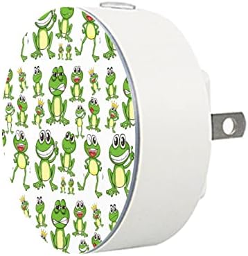 2 paket Plug-in Nightlight LED noćno svjetlo sa senzorom sumraka do zore za dječiju sobu, rasadnik, kuhinju, hodnik slatki smiješni emotikon zelene žabe