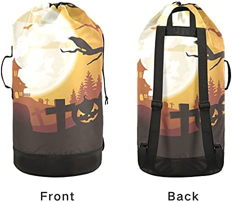 Bundeva Halloween Moon torba za veš sa naramenicama torba za ruksak za veš sa vezicama za zatvaranje Hanging Hamper za stan Home spavaonica