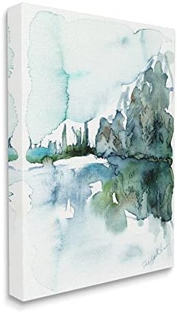 Stupell Industries Trees Lake Reflection moderni pejzažni efekat akvarela, dizajn Kendra Shedenhelm
