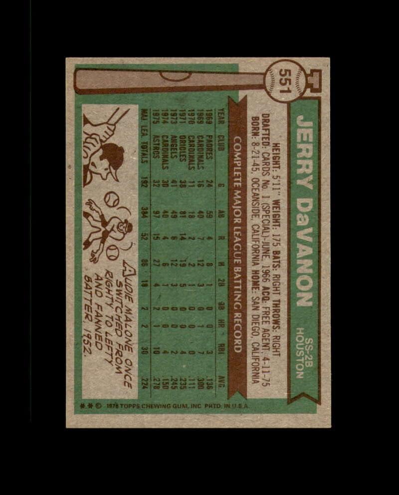 Jerry Davanon ručna potpisala je 1976. Topps Houston Astros Autogram