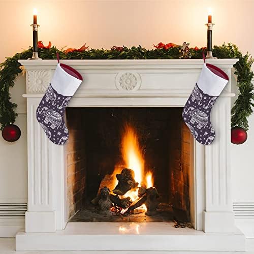 Crtani slatki slon božićne čarape Xmas Tree Kamin Viseći čarape s kratkim ukrasom plišanog manžetne za kućnu prazničnu zabavu