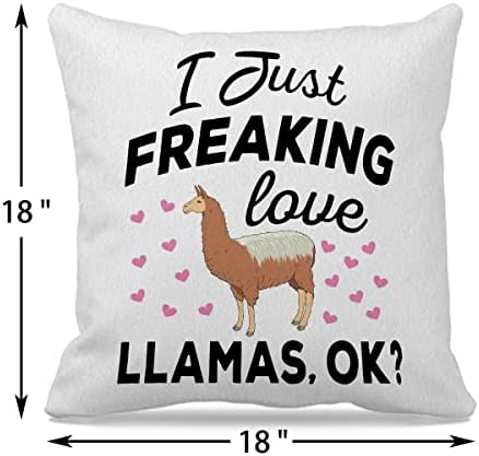 Llama tema 18 × 18 Ja samo čudno love lamas ok smiješan jastuk za ružičaste srce za kućnu bacanje kućišta za kuću dnevni boravak Djevojke Dorne sobe, Llama ljubitelji ljubitelja djevojčica