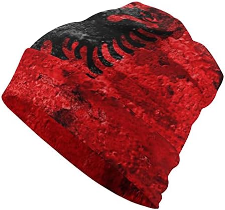 Old Grunge Albanija Zastava Unisex Beanie Cap Mekana topla Skubana kapa za pulover za spavanje Ležerne prilike