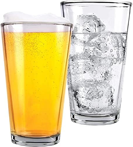 Friwer Pub sužene za piće za piće 16 oz. Teška baza čiste čaše za staklene posuđe za vodu, pivo, sok, ledeni čaj, bar pića Jednostavna