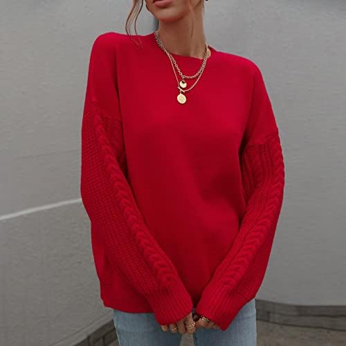 Fall Top za žene Plus size s dugim rukavima klasični poslovni bluzovi Crewneck pleteo labav udobnost čvrstim vrhu za