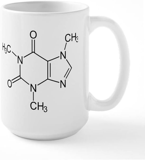 Cafepress caffeine molecule keramička šalica za kafu, čaj za čaj 15 oz