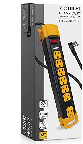 Digital Energy 7 Outlet Metal Prewer Power Struga, ugrađena u upravljanje kablom, 6-ft produžni kabel, žuti