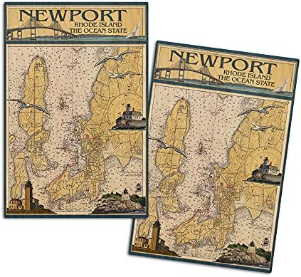 Newport, Rhode Island, Nautička Karta Zidni Znak Od Brezovog Drveta