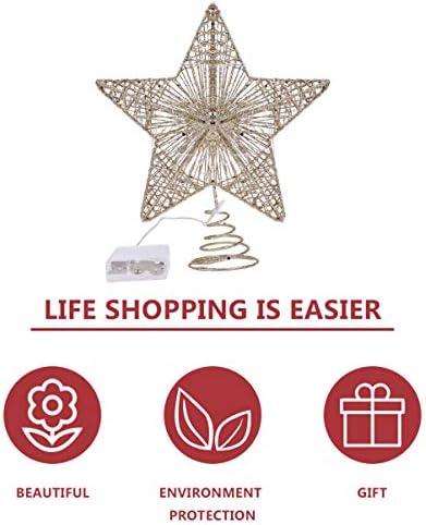 Nuobesty Christen LED stakleni zvjezdani topper osvijetljeni stablo-top xmas pentagram stablo privjesak ukras božićna zaliha Dobavljači Početna Dekor 20cm Rose Golden