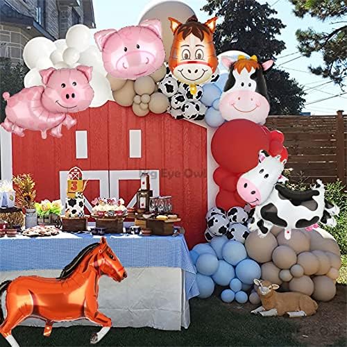 Baloni sa folijom za životinje na farmi svinja krava konj magarac u obliku glave Mylar balon za domaće životinje tema ukrasi za rođendanske