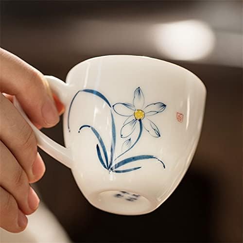 Dodouna Ceramic Ručno oslikano Lotus Master čaj sa ručkom bijeli porculan čajnik jednostavan kineski ured za piću