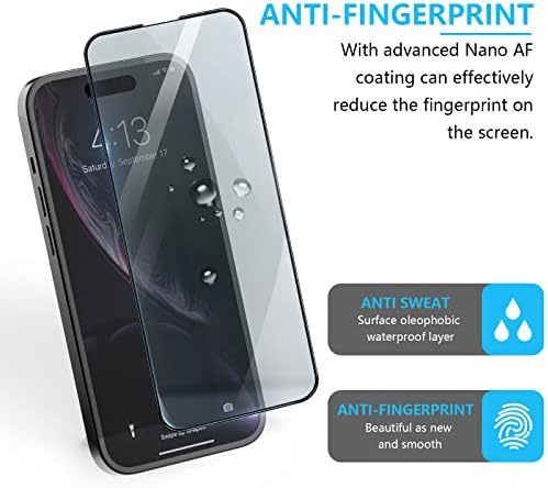 Wengtech 2 paket iPhone 14 zaštitnik ekrana za iPhone 13 / iPhone 13 Pro kaljeno staklo Zaštita ekrana [6.1 inch] 9h Full Screen HD zaštita za otisak prsta, [uključuje okvir koji se lako instalira]
