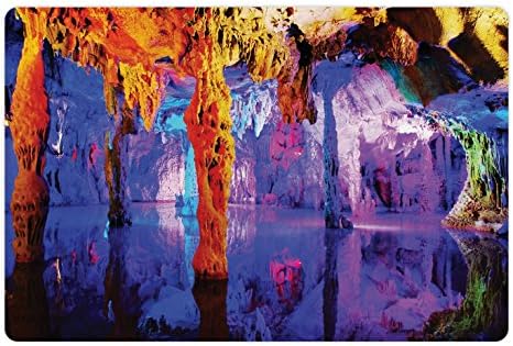 Lunarable prirodna pećinska prostirka za kućne ljubimce za hranu i vodu, formiranje stijena na obali Algarvea morski pejzaž i litice