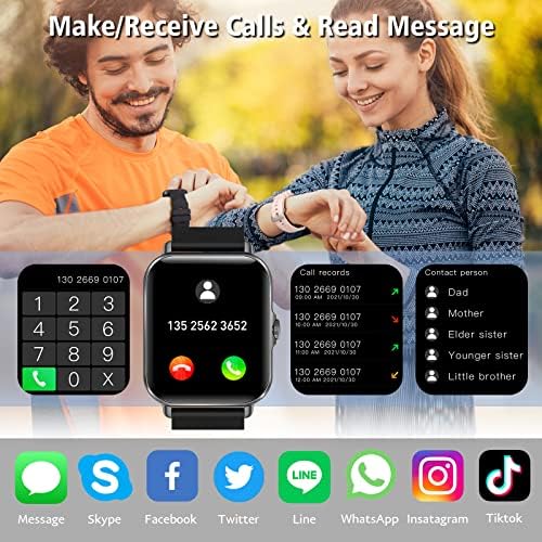 Pametni sat za muškarce, fitness sat sa krvnim pritiskom, monitor za spavanje s krvnim pritiskom 1,7 Bluetooth telefon, fintess aktivnost korak Tracker zdravstveni sat za Android iOS telefone